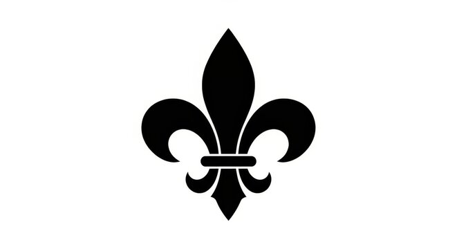 Black Fleur-de-lis Heraldic Symbol Isolated on White Background - Classic French Lily Design for Graphic Projects