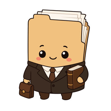 Cartoon File Folder Businessman Character.