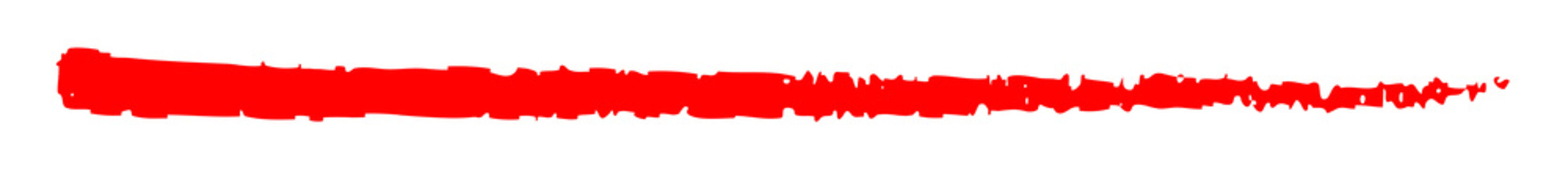 Thin rough textured red hand drawn horizontal line on white