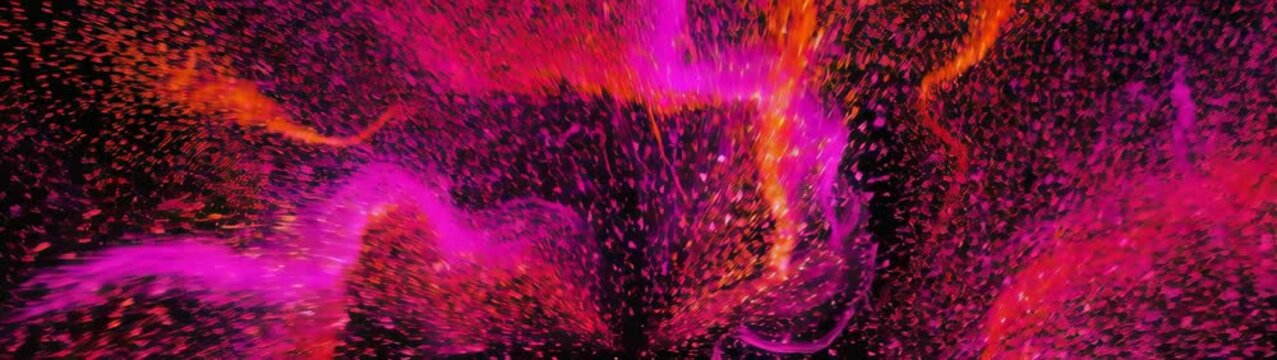 Glowing cosmic particles forming a nebula creating a stunning visual display across universal space Deep hues radiating.
