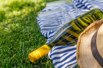 Obraz premium Picnic with wine and glasses