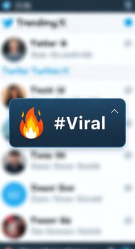 Fiery Viral Hashtag Overlay on Blurred Social Media Contact List Screen