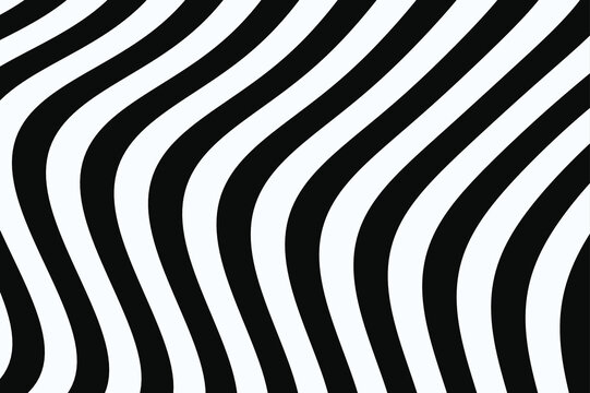 Abstract geometric pattern of black and white wavy stripes, optical illusion, dynamic visual background