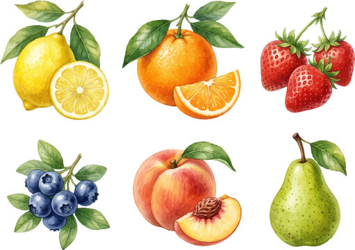 Mix of fruits representing diverse food group. Suitable for nutrition, healthy eating, recipe, and culinary concepts designs.