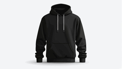Black Hoodie with White Drawstrings Front. © daeng