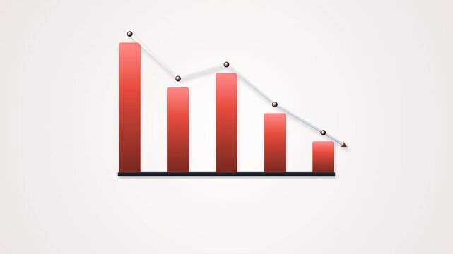 Animated Isometric Business Decline Chart with Downward Trend Arrow 2D Finance Graph