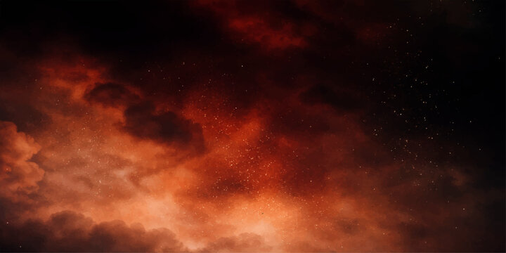 Dramatic Fire and Smoke Explosion Background with Glowing Orange Flames in the Dark Abstract Sky Atmosphere and Fiery Light Landscape Design