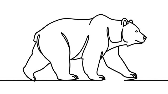 Black and white bear illustration on white background.