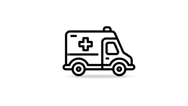 Ambulance icon line art on white background.