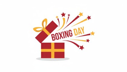 Boxing day sale concept with open gift box isolated on white background