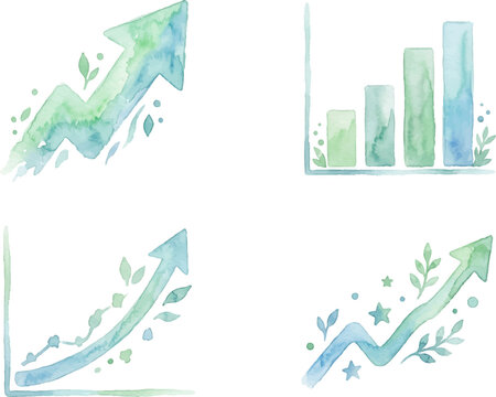 Suitable for business presentations, websites, and marketing materials. Vibrant watercolor design perfect for illustrating growth, progress, and success visually.