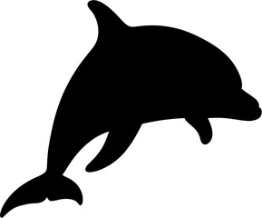 Fototapeta premium Dolphin Silhouette Vector Illustration , Animal Silhouette Vector , Transparent Background