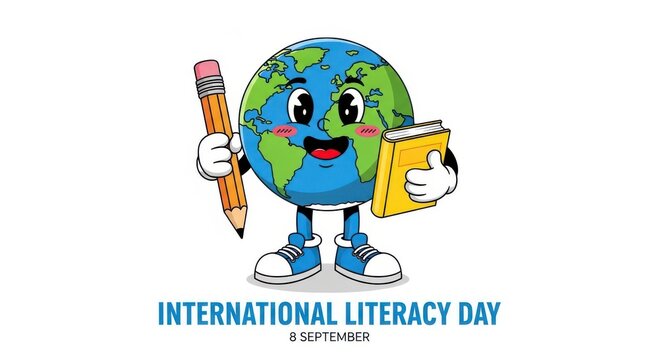 International literacy day cartoon character isolated on white background