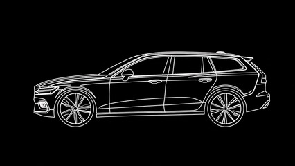 Fototapeta premium Wireframe car design on white background.