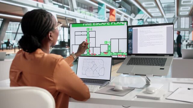 Fire Safety Officer Reviewing Emergency Evacuation Routes