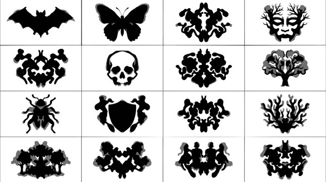 Rorschach Inkblot Test Set Flat Vector Illustration Icons