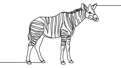 Obraz premium Zebra line art illustration white background.