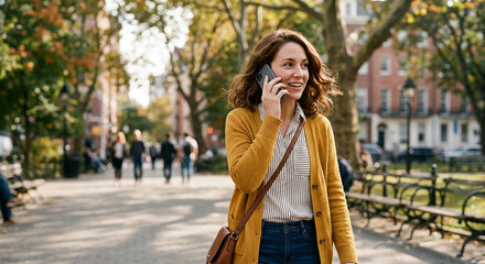 Fototapeta premium Woman talking on a mobile phone