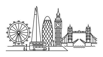 Obraz premium London City Skyline Minimalist Line Art Vector Illustration