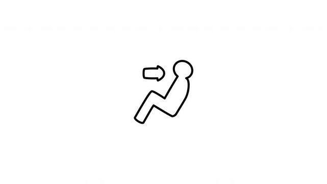 Minimalist outline animation of a car AC climate control ventilation to face only dashboard symbol drawing on and fading out. Features 3 color setups.