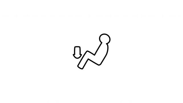 Minimalist outline animation of a car AC climate control ventilation to feet only dashboard symbol drawing on and fading out. Features 3 color setups.