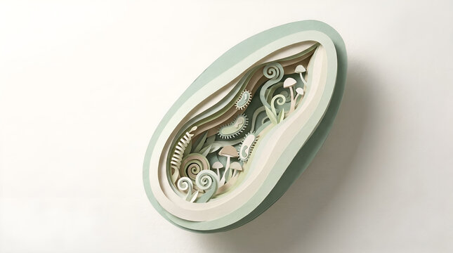 3D Paper Cut Art of Gut Microbiome in an Open Medical Capsule for Preventive Medicine and Health