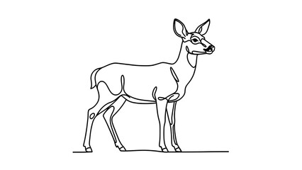Fototapeta premium Minimalist deer line drawing white background.