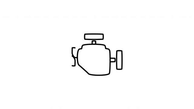 Minimalist outline animation of a check engine warning malfunction dashboard indicator drawing on and fading out. Features a clean pop up style in 3 color setups.