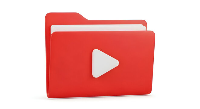 Red folder with white play button icon representing a video collection or media library