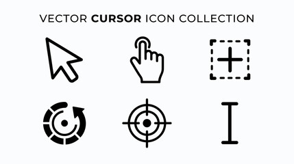 Fototapeta premium Vector Cursor Icon Collection: Pointer, Hand, Resize, Rotate, Target, I-beam