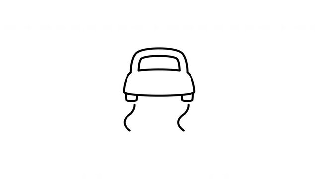 Minimalist outline animation of a car losing traction on a slippery road dashboard warning symbol drawing on and fading out. Features 3 color setups.