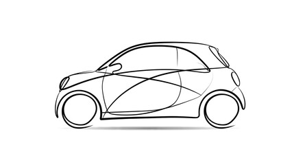 Fototapeta premium Minimalist car line drawing on white background.