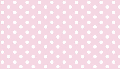 a seamless pattern of white polka dots over pink backgrounds. © Hani