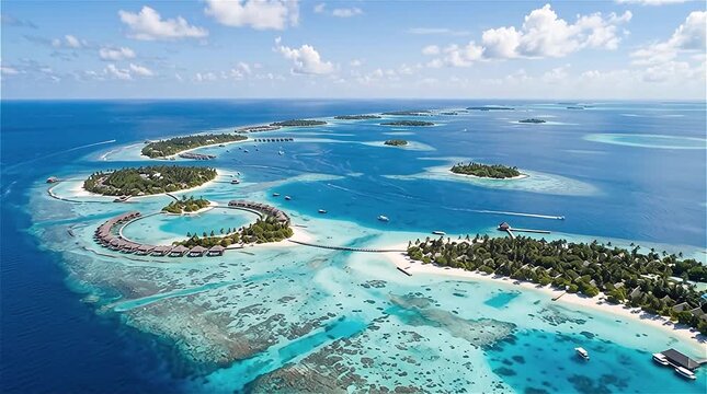 Aerial view of the Islands in the Maldives. landscape view.
