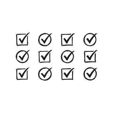 Black checkmark and cross arranged in a 3x4 grid symbols