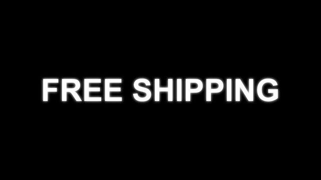 Animated words FREE SHIPPING in modern typography style. promo text animation, motion design, dynamic lettering, ecommerce banner, clean marketing overlay