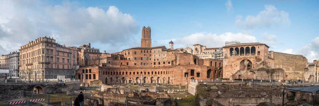 Panorama of Trajan's Market and the Imperial Forums, Rome, Italy