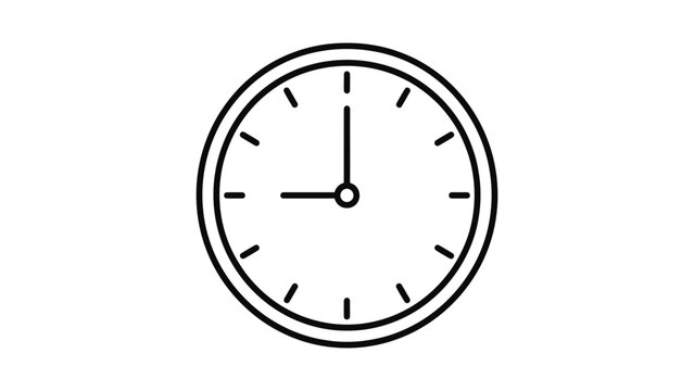 Minimalist outline clock icon showing nine oclock.
