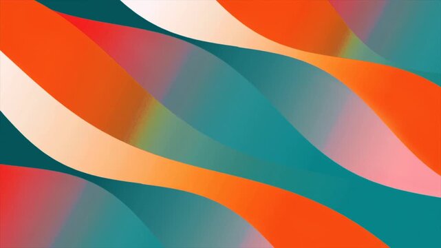 Vibrant colorful abstract wave background. Seamless loop of modern dynamic wavy fluid shapes in orange, green, and pink.