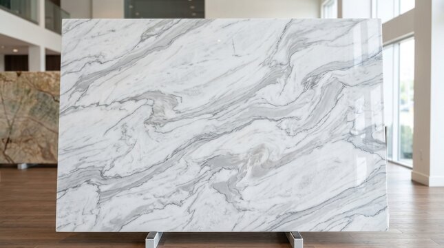 Marble slab, white gray marbled stone, interior design material, luxury surface