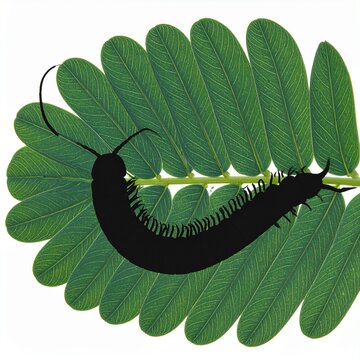 Close up of a black beetle on green leaf surface.