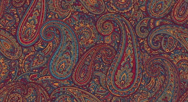Intricate Colorful Paisley Pattern Covering Ornamental Textile Surface