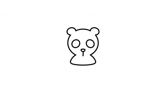 Minimalist outline animation of a cute friendly giant Chinese panda bear face drawing on and fading out. Features a clean pop up style in 3 color setups.