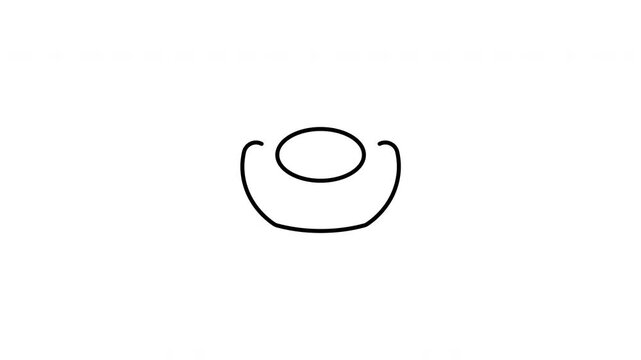 Minimalist outline animation of a single classic traditional Chinese gold ingot sycee drawing on and fading out. Features a clean pop up style in 3 color setups.