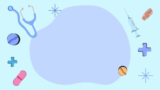 Animated Medical Background with Floating Healthcare Icons and Copy Space.