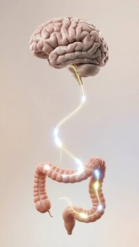 Brain gut connection axis nervous system intestine anatomy medical health biology digestive organ neural pathway communication signal function science physiology internal structure concept showing