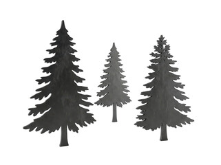 Obraz premium Three stylized pine trees in a row