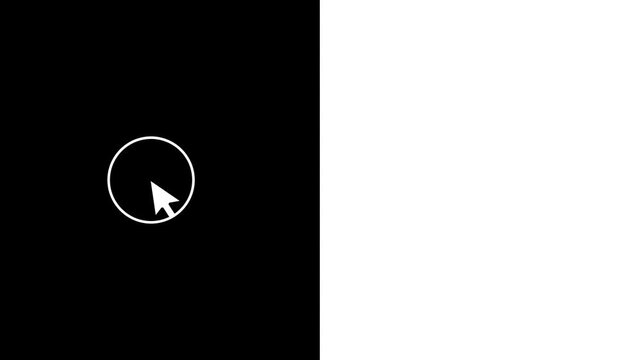 minimal mouse pointer click motion graphic with black background. ui cursor click animation with soft ripple feedback effect. Motion graphics of mouse arrow concept