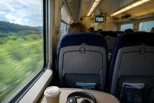 Passenger View Inside a Modern Passenger Train Carriage