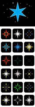 Collection of Decorative Eight Point Star Icons